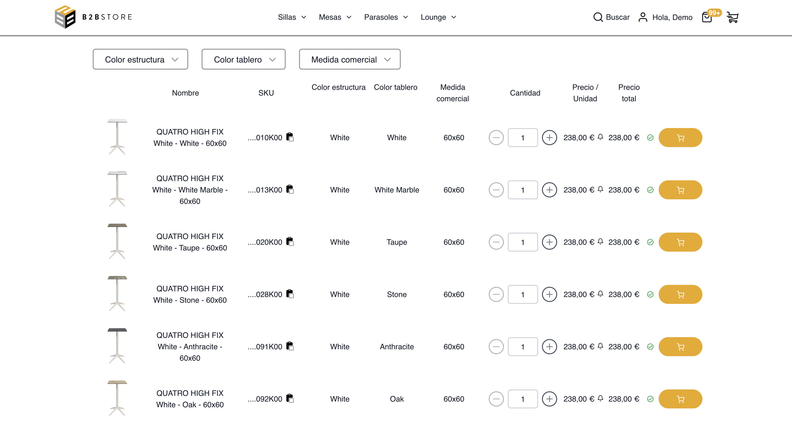 screenshot of B2B Store